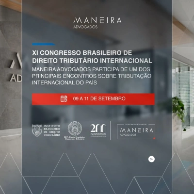 Entre os dias 9 e 11 de setembro, o XI Congresso Brasileiro de Direito Tributário Internacional reúne especialistas para discutir temas centrais da agenda tributária contemporânea.  Patrocinador desta edição, o Maneira Advogados também integra a programação do Congresso com a participação do sócio do Dr. Roberto Codorniz, sócio do escritório.  No dia 9, às 15h45, ele participa do painel “Tributação Internacional de Pessoas Físicas de Alta Renda e Heranças”, tema que ganha relevância diante das recentes transformações da tributação patrimonial e internacional.  O encontro é promovido pelo Instituto Brasileiro de Direito Tributário (IBDT).